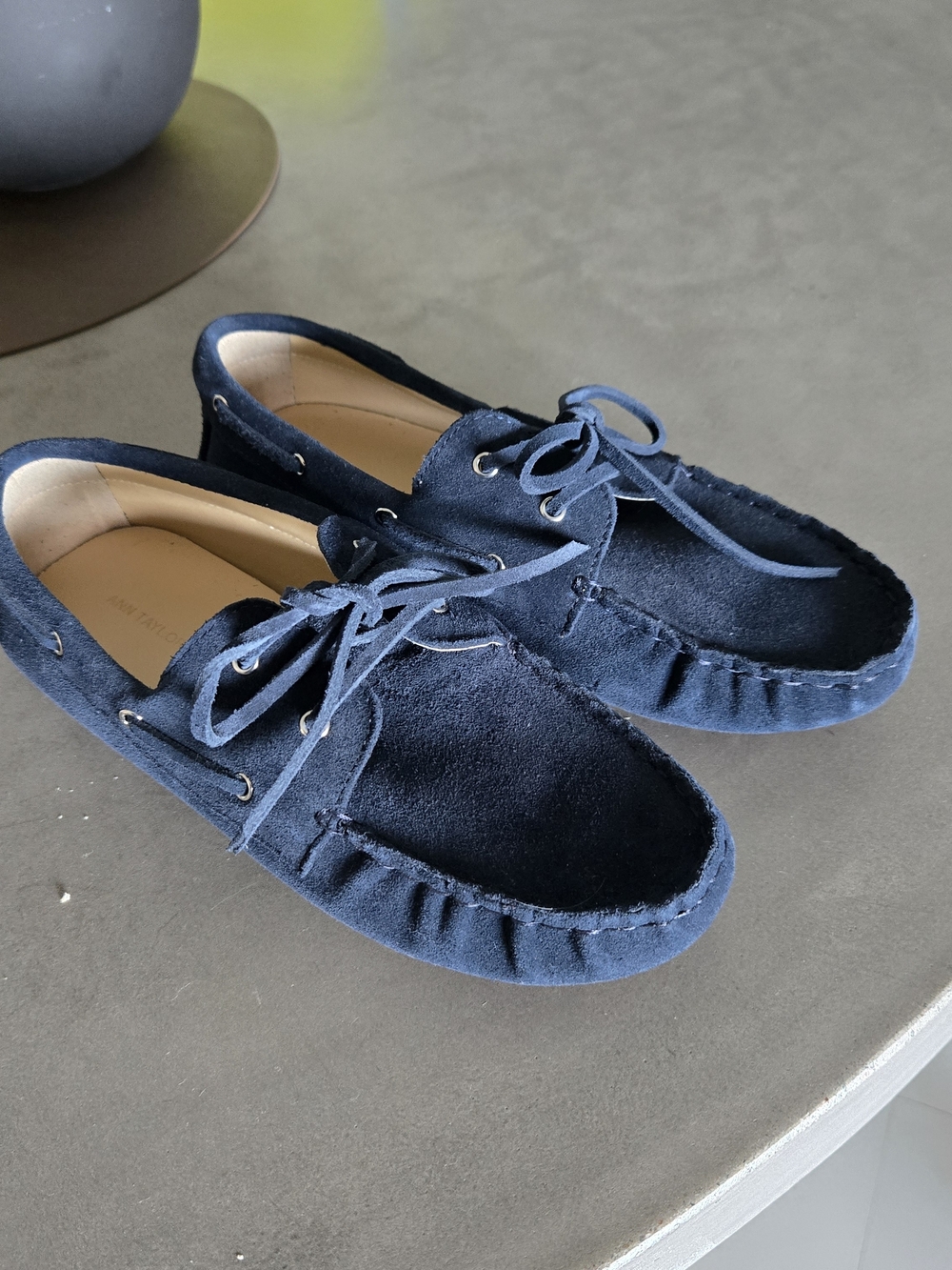 Navy Suede Moccasin Loafers - Classic Lace-Up Casual Shoes